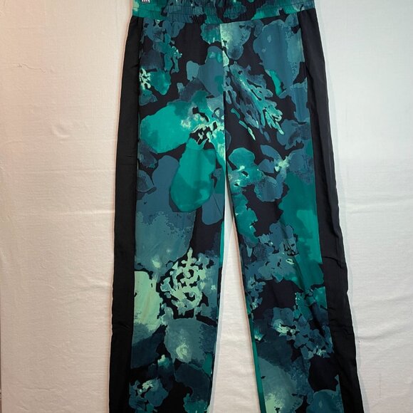 Fabletics Annalies Green Floral Wide Leg Silk Touch Pants Size XS - Picture 6 of 16